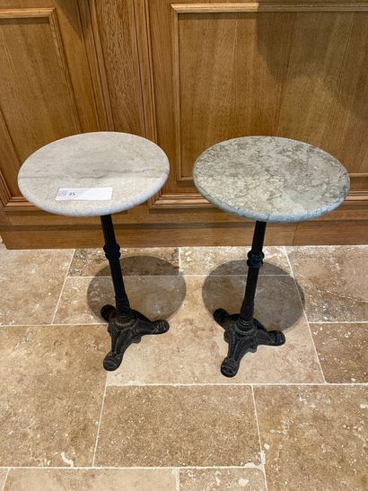 Pair of pedestal tables, cast iron base

diameter:...