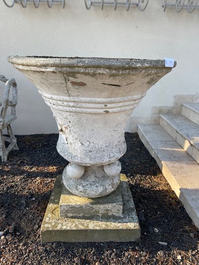 Pair of flared basins on a ball and square...