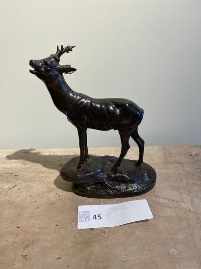 Brocard on a mound in brown patina bronze...