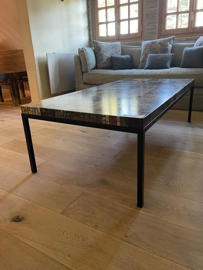Rectangular coffee table with coloured mosaic...
