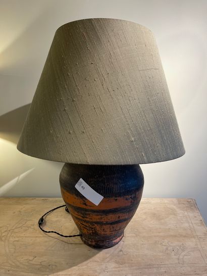 Ceramic vase with stylized decoration, sienna...