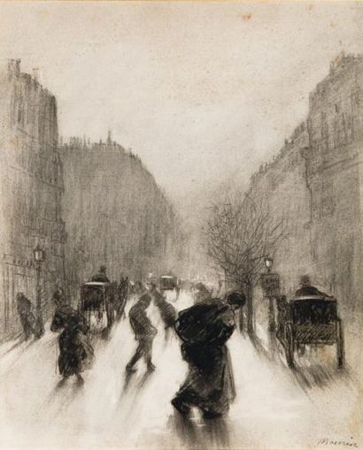 Charles MAURIN (1856-1914)
Rue animée Fusain,...