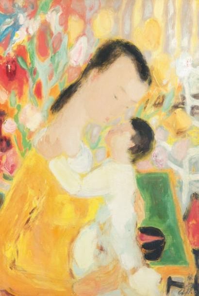 LE PHO (1907-2001)
Maternité Huile sur soie...