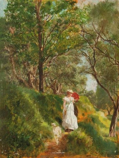 Ernest MEISSONIER (1815-1891)
Femme à l'ombrelle...