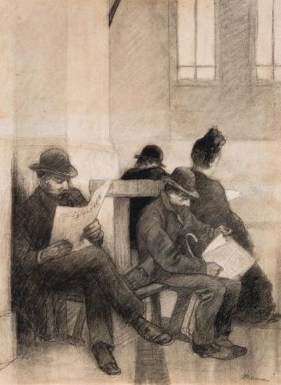 Charles MAURIN (1856-1914)
La lecture Fusain,...