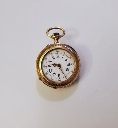 NECK WATCH in chased pink gold 750 ‰. White...