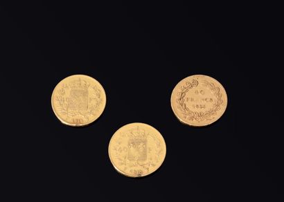 3 pieces of 40 French francs Louis XVIII...
