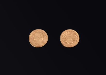 2 pieces of 20 Swiss francs - Gross weight:...