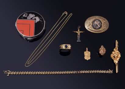 LOT in yellow and rose gold (750‰) comprising:
-...