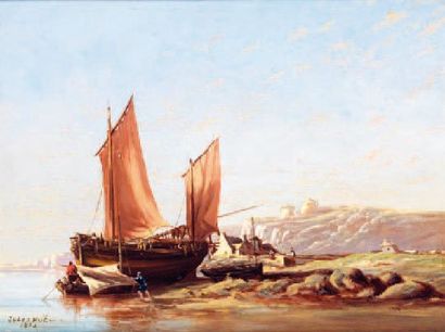 NOEL JULES 1810-1881
Bateau de pêcheurs aux...