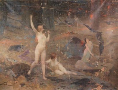 BELLET PIERRE AUGUSTE
Femmes en forêt Huile...