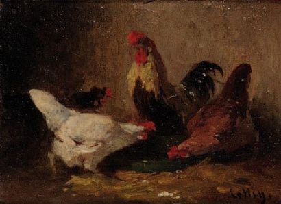 COTTIN EUGÈNE 1840-1902
Poules Huile sur...