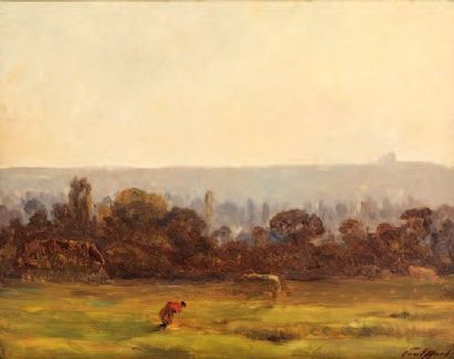 HUET PAUL 1803-1869
Paysage bucolique Huile...