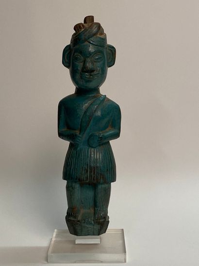 Personnage en bois sculpté polychrome
H :...