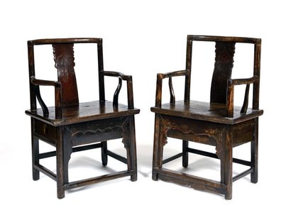 Paire de fauteuil en bois exotique