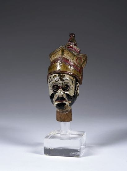Wayang Golek puppet head
with moving eyes
Java
Polychrome...