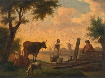 École romantique
La fermière à la barrière...