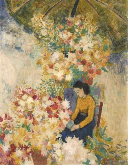 Angel ZARRAGA (1886 - 1946) 
Woman with flowers...