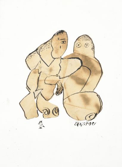 Gaston CHAISSAC (1910 - 1964) 
Couple
Ink,...