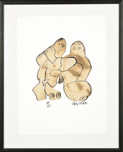 Gaston CHAISSAC (1910 - 1964) 
Couple
Ink,...