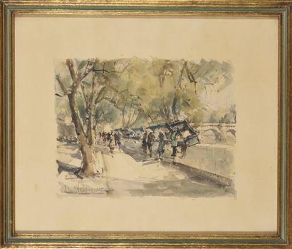XXe
Bouquinistes des bords de Seine
Aquarelle...