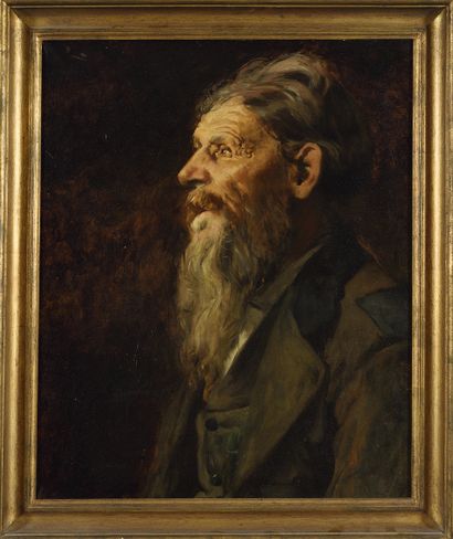 XXe 
Portrait d’un sage de profil
Huile sur...