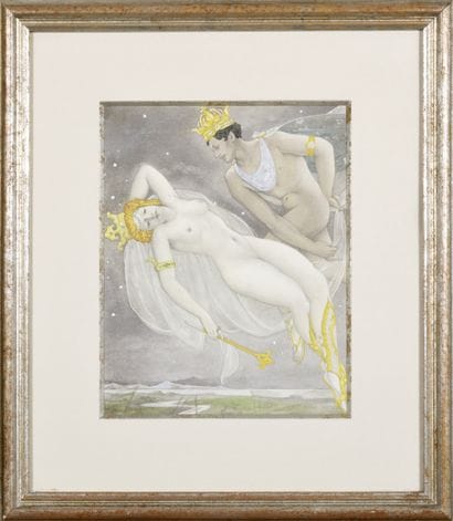 Ecole Française 
Couple allongé et femme...