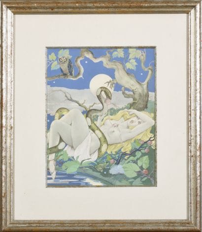 Ecole Française 
Couple allongé et femme...