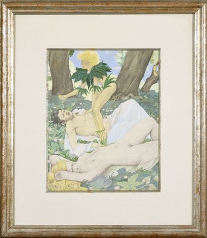 Ecole Française 
Couple allongé et femme...