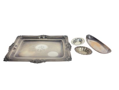 A silver-plated tray with rocaille decoration...