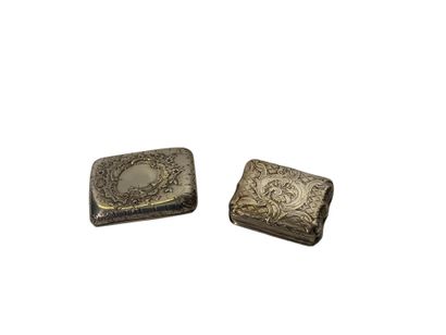 Two silver boxes with stylized rocaille decoration,...
