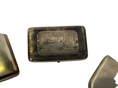 Three silver and silver-plated metal cigarette-boxes,...