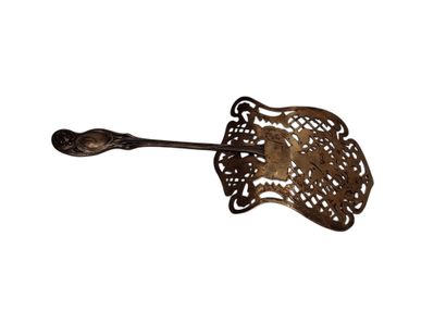 Small silver and vermeil serving scoop, chased...