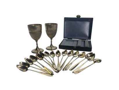 Sixteen silver-plated monogrammed ice-cream...