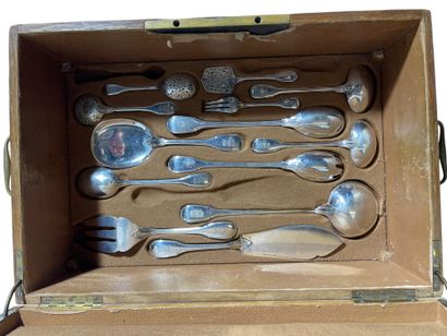 Part of a silver menagère with filet decoration,...