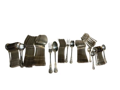 Silver-plated metal set with palmettes decoration...