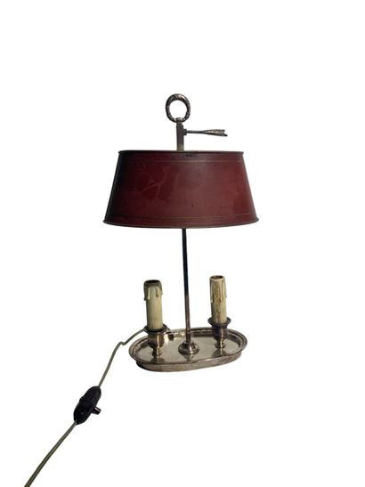 Hot-water bottle lamp in silver-plated metal,...