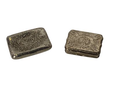 Two silver boxes with stylized rocaille decoration,...