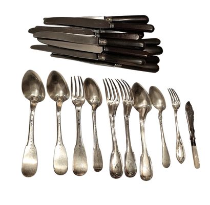 Silver lot including: a table spoon model...