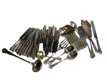 Silver-plated metal set with palmettes decoration...