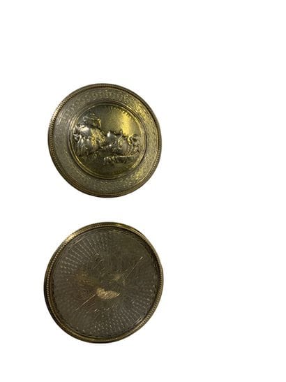 Four silver or silver-plated metal pill or...
