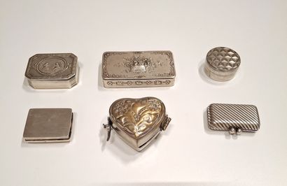 Six silver or silver-plated heart or pill...