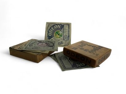 Odeon cardboard box of 30 needle records,...