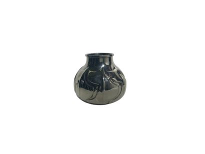 Silver-plated metal vase with geometric decoration,...