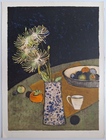René GENIS (1922-2004)
Still life with vase
Color...