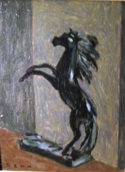 BENN
Le cheval sculpté Huile sur panneau...