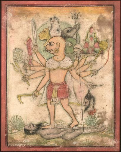 Pancha mukha Hanuman
Inde circa XIXe siècle
Détrempe...