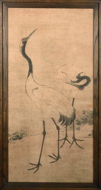 Deux grues dans un paysage Chine ou Japon
circa...