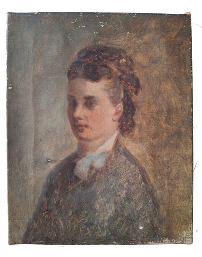 Ecole moderne
Portrait de femme au chignon
Huile...