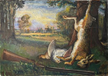 D BRICART
Lapin faisan et fusil
Huile sur...
